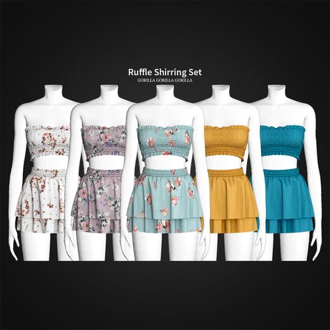 Ruffle Shirring Set | Gorilla Gorilla Gorilla on Patreon Gorilla Gorilla, Sims 4 Cas Mods, The Sims 4 Pc, Play Sims 4, Pelo Sims, Free Sims 4, Sims 4 Game Mods, Sims 4 Body Mods, Tumblr Sims 4