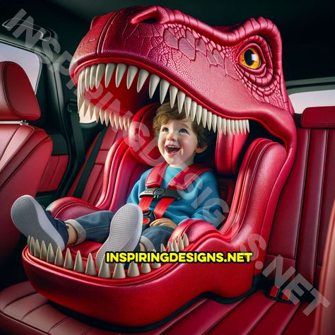 These Dinosaur Shaped Car Seats Will Make Your Kids Love Car Rides! Amazing Miniatures, Bathroom Redecorating, Car Rides, Love Car, Car Ride, My Dream Car, Just For Fun, T Rex, Car Seat