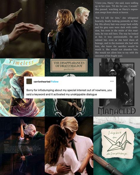 Marauders era or Harry Potter era? 🍂🐺⚡️ I’ll always be greatful getting to grow up with the Harry Potter series, but if I had to choose Marauders (and Dramione) all the way. Manacled Dramione, Draco And Hermione, The Way He Looks, Gray Eyes, Harry Potter Series, Marauders Era, Book Binding, The Marauders, Hermione