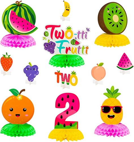 PANTIDE Twotti Frutti 2nd Honeycomb Centerpieces Table Toppers Hawaiian Summer Fruit Watermelon Pineapple Strawberry Table Decor Party Decorations Supplies for Baby Girls 2 Years Old Birthday, 12 Pcs : Toys & Games Twotii Fruitii, Pineapple Table Decor, Tutti Frutti Party Decorations, Strawberry Table, Twotti Fruitti, Tropical Fruit Pattern, Small Table Centerpiece, Summer Themed Party, Kids Party Centerpieces