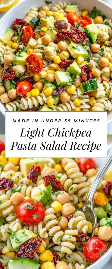 Image for Light Chickpea Pasta Salad Recipe Chickpea Noodle Pasta Salad, High Fiber Pasta Salad, Healthy Pasta Salad Recipes Clean Eating, Pasta Salad With Chickpeas, 2025 Health, Chickpea Pasta Salad, Protein Pasta Salad, Black Bean Pasta, Diet Pasta