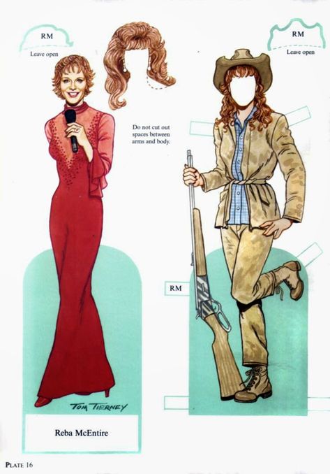 Famous Country Singers, Tom Tierney, Old Country Music, Paper Clothes, Paper Dolls Diy, Reba Mcentire, Paper Doll House, Cowboy Girl, Music Paper