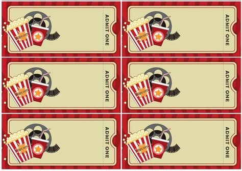 Ticket Cinema, Printable Paper Toys Templates, Popcorn Theme, Movie Theme Birthday Party, Senior Year Fun, English Grammar For Kids, Printable Tickets, Calico Critters Families, Backyard Movie Nights