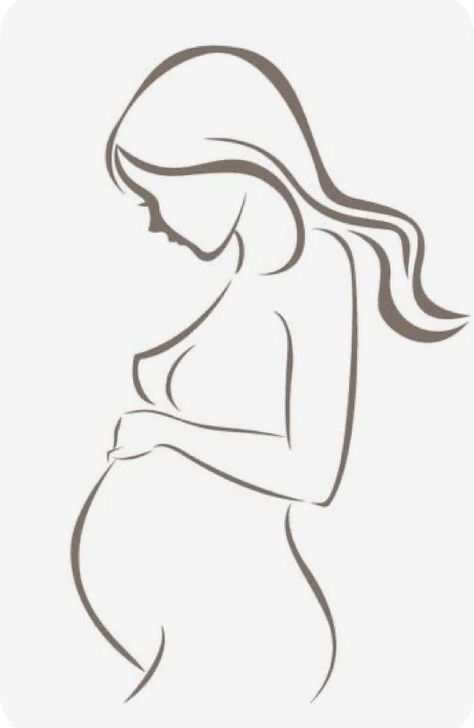 Pregnancy Drawing, Cake Design Inspiration, Body Outline, Pregnancy Art, Baby Shower Theme Decorations, Silhouette Drawing, Baby Dedication, Simple Line Drawings, Pregnant Mother