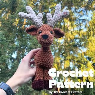 KsCrochetCritters - Etsy Canada Crochet Deer Antlers, Crochet Deer Pattern Free, Etsy Crochet Patterns, Deer Crochet Pattern, Reindeer Crochet Pattern, Reindeer Amigurumi, Reindeer Crochet, Deer Crochet, Crochet Critters