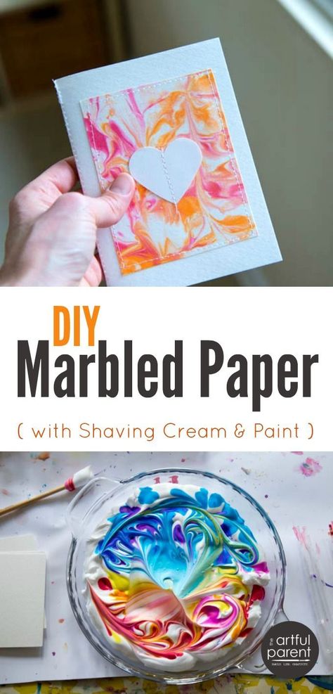 The best, easiest, and cheapest DIY marbled paper is done with shaving cream marbling. This is one of our all-time favorite art activities. Shaving Cream Painting, Crafts For Teens To Make, Marbled Paper, Diy And Crafts Sewing, Sell Diy, Marble Paper, Crafts To Make And Sell, Dollar Store Crafts, Shaving Cream