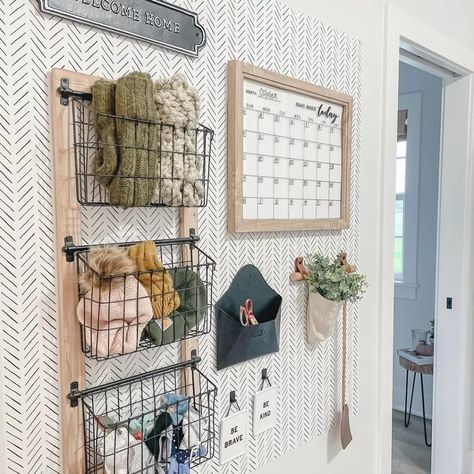 Family Command Center Ideas + How to Make Your Own - Kaitlin Madden Home Blogger Front Door Command Center, Bedroom Command Center, Command Center Laundry Room, Mail Area In Kitchen, Laundry Room Command Center, Hallway Command Center, Mudroom Command Center, Mail Wall Organizer Ideas, Kitchen Wall Organization Ideas