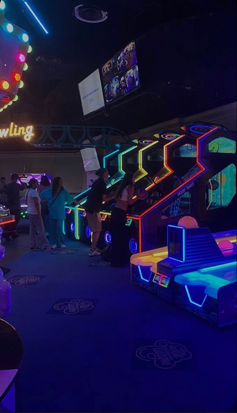 Main Event Arcade, 2000s Arcade, Arcade Interior, Arcade Background, Arcade Core, Aesthetic Arcade, Neon Arcade, 90s Arcade, Arcade Design