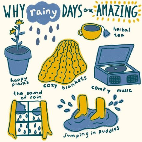 Rainy Day Stickers, Rainy Day Illustration, 2024 Bujo, Rainy Autumn, Rainy Mood, Cozy Rainy Day, Weather App, Notebook Ideas, Cartoons Love