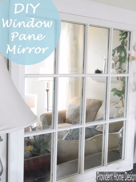 DIY Ideas With Old Windows - Window Pane Mirror - Rustic Farmhouse Decor Tutorials and Projects Made With An Old Window - Easy Vintage Shelving, Coffee Table, Towel Hook, Wall Art, Picture Frames and Home Decor for Kitchen, Living Room and Bathroom - Creative Country Crafts, Seating, Furniture, Patio Decor and Rustic Wall Art and Accessories to Make and Sell http://diyjoy.com/diy-projects-old-windows Diy Window Frame, Spiegel Diy, Window Frame Mirror, Window Pane Mirror, Bathroom Mirrors Diy, Old Window Frame, Mirror Frame Diy, Faux Window, Window Panes