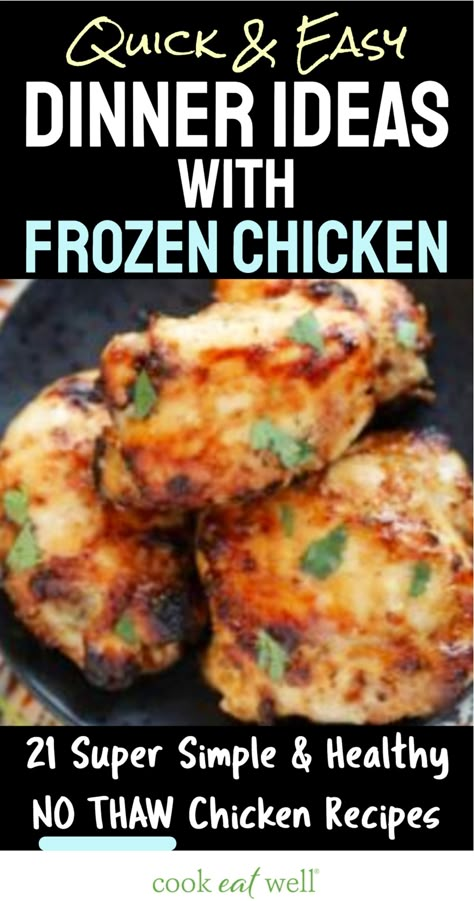 Dinner Ideas - last minute frozen chicken breast recipes - easy and healthy Easy Frozen Chicken Breast Recipes, Frozen Chicken Crockpot Recipes, Chicken Breast Instant Pot Recipes, Baking Frozen Chicken, Frozen Chicken Crockpot, Chicken Breast Oven Recipes, Cooking Frozen Chicken Breast, Chicken Recipes For Dinner, Frozen Chicken Recipes