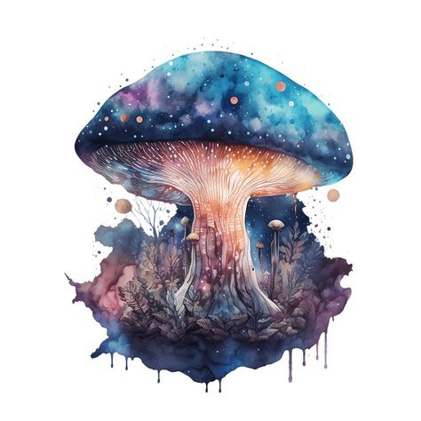 Cosmic Mushroom, Mushroom Png, Mushroom Clipart, Magical Mushroom, School Study Ideas, Creating Artwork, Poster Illustration, Mystical World, Celestial Art