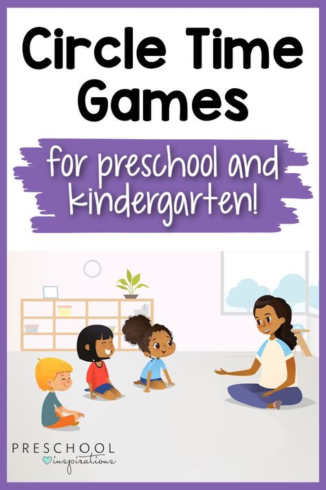 A list of fun games to use during circle time! These circle time games are appropriate for both preschool and kindergarten and include Hot Potato, Simon Says, Duck Duck Goose, and more! Then don't miss the rest of our free preschool games. Games For Circle Time, Carpet Games For Kindergarten, Games For Circle Time Preschool, Fun Circle Time Games, Circle Time Math Games Preschool, Preschool Games Circle Time, Circle Time Questions For Preschool, Circle Time Kindergarten Activities, Circle Time Activity For Preschool