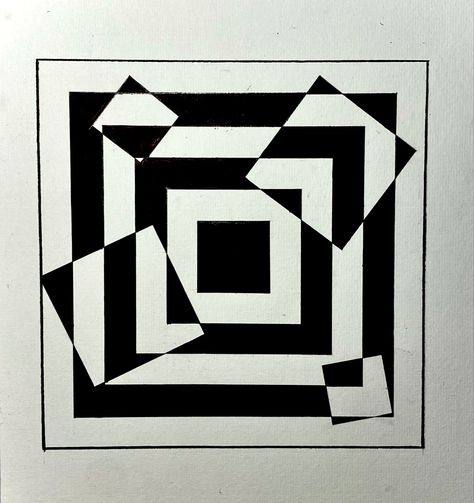 Black And White Illusion Art, Illusion Art Painting, Black And White Optical Illusions, Illusion Art Creative, Geometric Optical Illusions, Optical Illusions Drawings Easy, Easy Op Art, Optical Illusions Drawings, Square Illusion