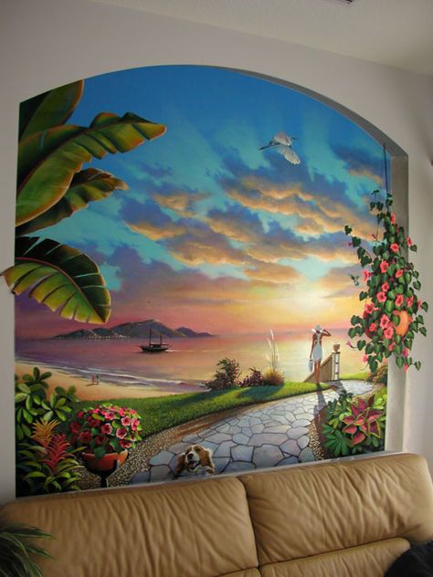 Florida Mural, Beach Murals, Beach Mural, Mural Artist, 3d Wall Painting, Garden Mural, Florida Artist, Ceiling Murals, Disney Up