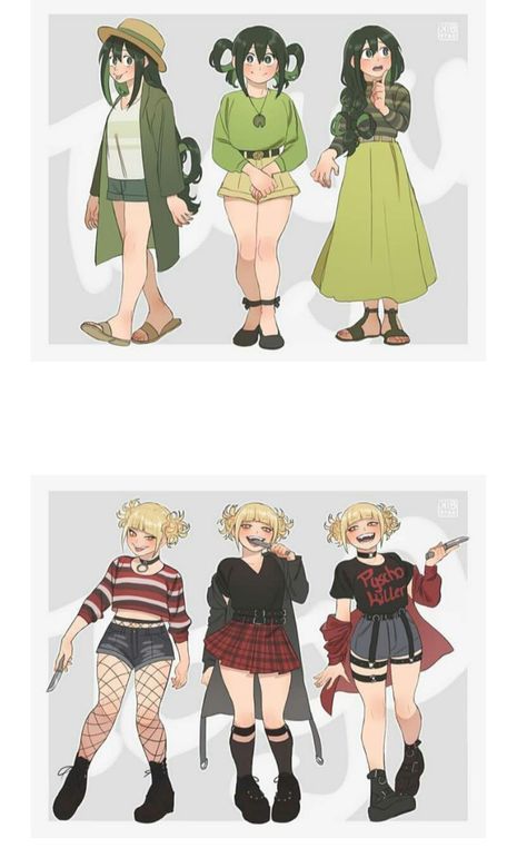 Mha Civilian Clothes, Toga Himiko Casual Outfit, My Hero Academia Casual Outfits, Himiko Toga Outfit Ideas, My Hero Academia Outfits Ideas, Mha Casual Clothes, Cute Hero Outfits, Mha Girls Fanart, Mha Fashion