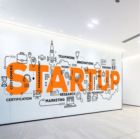 Office Wall Graphics, Startup Office, Office Mural, Office Wall Design, Office Signage, Berlin Design, Graphic Wall, Office Space Design, Partner Work