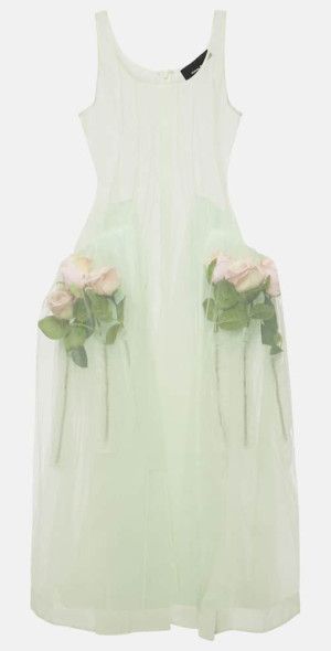 Simone Rocha Floral-appliquÃ© tulle midi dress Blush Trend, Midi Gown, Midi Gowns, Tulle Midi Dress, Desi Style, Lace Dress Long, Strapless Tops, Long Sleeve Lace Dress, Metallic Dress