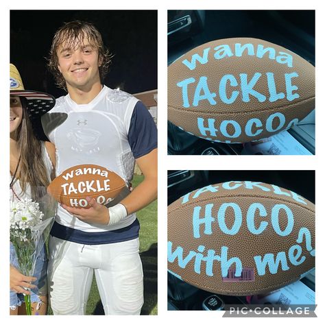 Tackle Homecoming With Me, Girl Asks Guy To Hoco, Girls Asking Boys To Hoco Ideas, Tackle Hoco With Me, Football Hoco Proposal For Guys, Football Homecoming Proposals, Football Hoco Proposal, Football Proposal, Girl Ask Guy