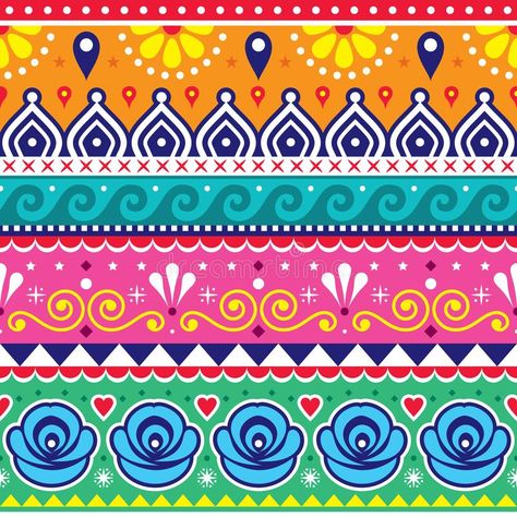 Art Border Design, Indian Truck Art, Indian Truck, Truck Art Pakistan, Art Border, Pakistani Art, India Pattern, Tramp Art, Indian Colours