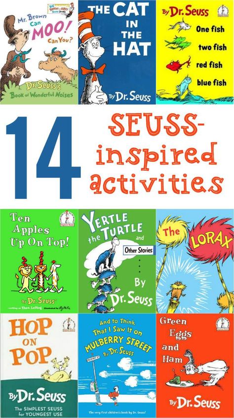 Variety of fun Dr. Seuss crafts and learning activities for classroom or home. Dr Seuss Elementary Activities, Dr Seuss Books And Activities, Literary Activities, Dr Seuss Preschool, Dr Seuss Classroom, Books And Activities, Dr Seuss Activities, Dr Seuss Crafts, Dr Seuss Books