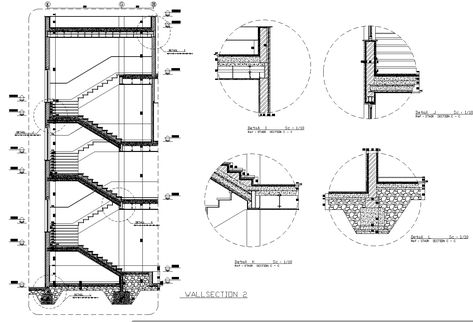 Detail stair plan. Sections of stairs with wall detailing, raiser detailing, and many more. Sections with dimensions and details. Pedestal Drawing, Stairs Section, Wall Detailing, Staircase Detail, Stair Design Architecture, Construction Details Architecture, Wall Section Detail, Stair Plan, Detail Drawing