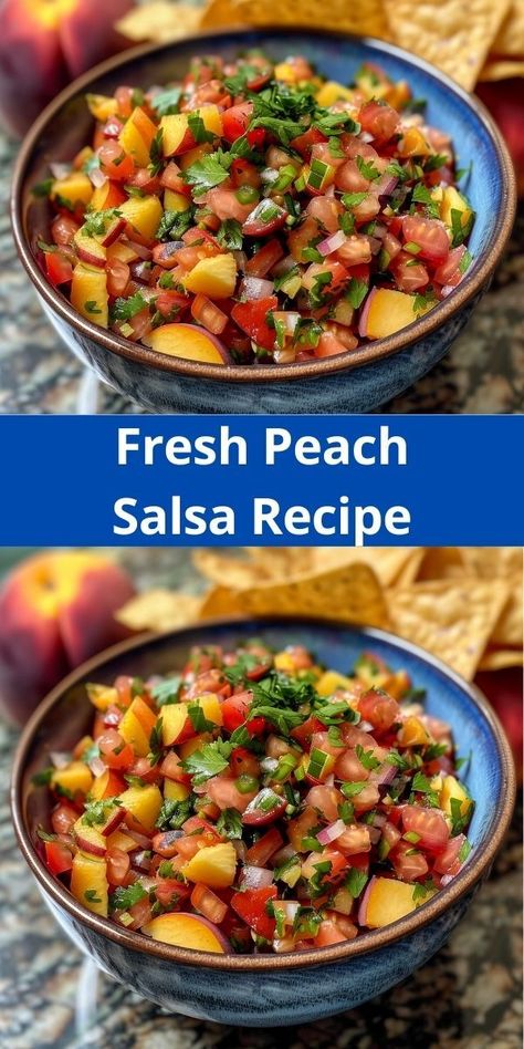 How about a refreshing salsa recipe? Our Fresh Peach Salsa Recipe is a must-try. Combining fresh peaches and avocado, it's a top choice among peach salsa recipes and perfect for fans of peach recipes. Peach Salad Dressing, Peach Salsa Recipe, Peach Salsa Recipes, Salad Bowl Recipes, Summer Appetizers, Fresh Peach Recipes, Peach Dessert, Easy Salsa Recipe, Gourmet Salad