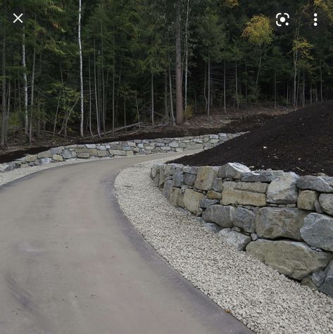 Cheap Driveway Ideas, Hillside Driveway, Cheap Driveway, Retaining Wall Landscape, Driveways Ideas, Driveway Ideas Cheap, Retaining Wall Patio, Boulder Retaining Wall, Driveway Entrance Landscaping