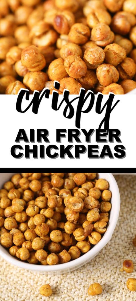 This Roasted Chickpeas recipe is quick and easy.  To make these crispy chickpeas I use a neat tool that's great even if you don't have an air fryer. #itisakeeper #airfryer #chickpeas #easysnack #easyrecipe #quickrecipe #healthyrecipe Crispy Air Fryer Chickpeas, Air Fryer Chickpeas, Chic Peas, Chickpea Recipes Roasted, Cooks Air Fryer, Party Spread, Crispy Chickpeas, Crunchy Snack, Chickpea Recipes