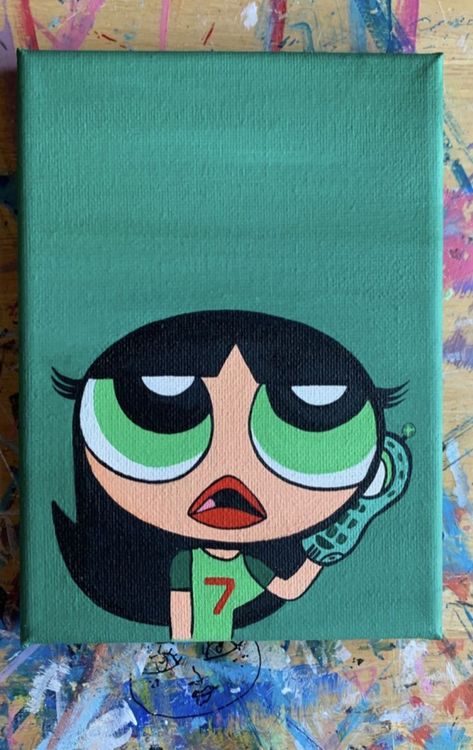 Painting Ideas On Canvas Bratz, Bratz Doll Painting Canvas Easy, Bratz Painting Ideas, Bratz Paintings Canvas Easy, Characters High Paintings, Powerpuff Girls Canvas Painting, Acrylic Painting Cartoon Characters, Things To Paint On Canvas Aesthetic, Dope Paintings Easy