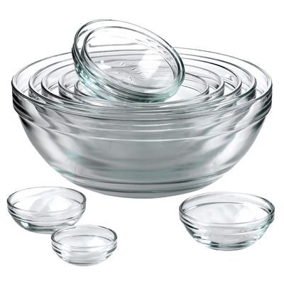 Glass mixing bowls are a must-have for any kitchen. | $42 Desain Pantry, Stainless Steel Kitchen Utensils, Mixing Bowl Set, Stainless Steel Mixing Bowls, Glass Mixing Bowls, Mixing Bowls Set, Cooking Gadgets, Outlet Store, Mixing Bowls