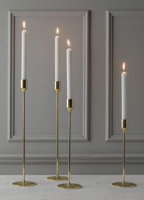 Scandinavian Style House, Award Winning Jewelry, Modern Candle Holders, Gold Candle Holders, Modern Candles, Brass Candlestick, Earth Design, Brass Candle Holders, Metal Candle Holders