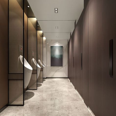 Public Washroom Design, Urinal Design, Public Restroom Design, Public Washroom, Restroom Tile, Commercial Bathroom Designs, Toilet Design Modern, Cubicle Design, Toilet Restaurant