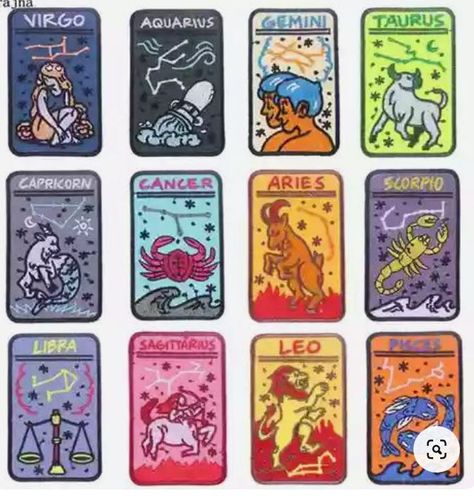 Horoscope Dates, Libra And Taurus, Leo Constellation, Astrology Art, Zodiac Art, Retro 90s, Diy Stickers, Embroidery Patches, Star Signs