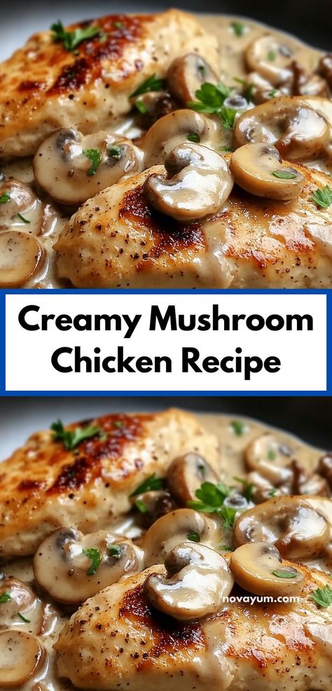 Need a quick and satisfying dinner? Discover the Creamy Mushroom Chicken Recipe, which comes together in just 30 minutes. It’s an ideal choice for families seeking easy dinner ideas without sacrificing flavor. Mushroom Dinner Recipes, Mushroom Chicken Recipe, Quick Chicken Breast Recipes, Creamy Mushroom Chicken, Delicious Family Dinners, Chicken Mushroom Recipes, Chicken Crockpot Recipes Easy, Hearty Chicken, Chicken Breast Seasoning