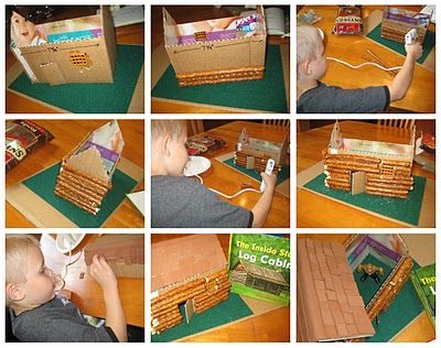 pretzel rod log cabin.... warm as wool... or 3 names?? Log Cabin Craft, Pioneer Activities, Pioneer Crafts, Log Cabin Christmas, Christmas Pretzels, Christmas Learning, Cabin Crafts, How To Build A Log Cabin, Cabin Theme