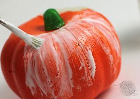 How To Weigh Down Plastic Pumpkins, Painted Dollar Tree Pumpkins, Dollar Store Pumpkin Makeover, Convention Decorations, Dollar Tree Pumpkins Craft Ideas, Pumpkin Makeover, Pumpkins Diy, Thanksgiving Decorating, Painting Pumpkin