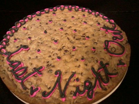 Bachelorette cookie cake, just add a barbie and mini liquor bottle for a little extra cuteness :-) Bachelorette Cookie Cake, Bachelorette Cookies, Bachelorette Cake, Mini Liquor Bottles, Bridesmaid Duties, Liquor Bottles, Cookie Cake, Bachelorette Party, How To Make Cake