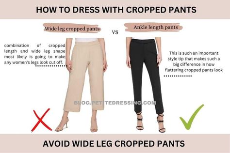 Ankle Length Wide Leg Pants Outfit, Cropped Slacks Outfit, Wide Leg Pants Short Women, Pants Length Guide, Trouser Length Guide Women, Crop Pants For Short Women, Pant Length Guide Women, Trousers For Short Women, Cropped Dress Pants Outfit