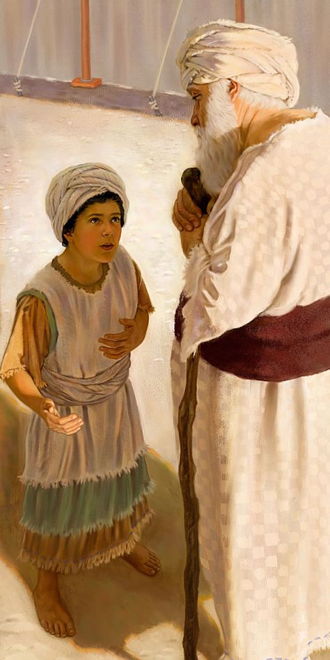 Young Samuel delivering Jehovah’s judgment message to Eli Psalm 133, Bible Artwork, Worship Night, Family Bible, Lds Art, Bible Images, Bible Illustrations, Family Worship, True Faith