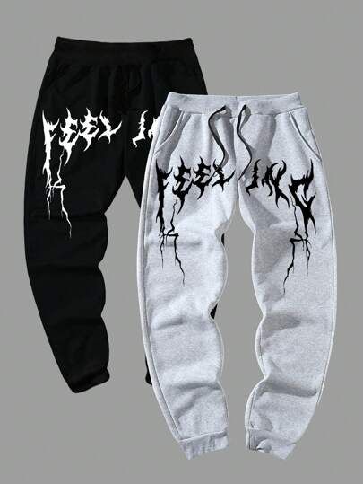 Streetwear Fashion Sweatpants, Joggers Design, Graphic Pants, Long Letter, Fire Clothes, Men Sweatpants, Stylish Men Wear, Asian Style Dress, Graphic Sweatpants