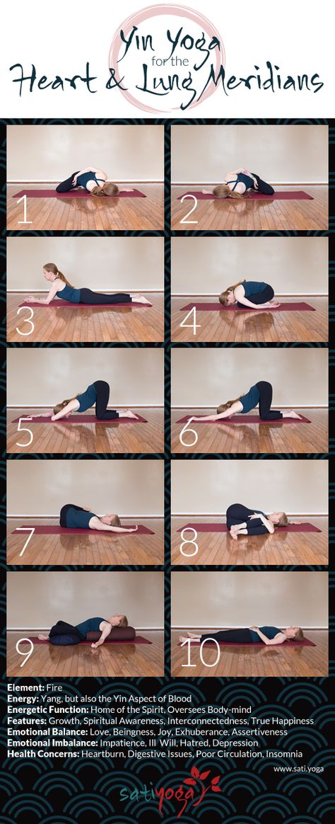 Yin Yoga Sequence for the Heart & Lung Meridians, which are located in the arms and upper back. Ease tension and cultivate joy and contentment. Hata Yoga, Yin Yoga Sequence, Yin Yoga Poses, Yoga Vinyasa, Yoga Sequence, Bikram Yoga, Yoga Help, Pose Yoga, Qi Gong