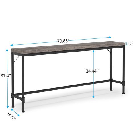 71-Inch Long Narrow Console Table, 37.4 Inches Height Bar Table - On Sale - Bed Bath & Beyond - 34028452 Long Narrow Console Table, Console Table Industrial, Sofa Table Behind Couch, Extra Long Console Table, Table Behind Couch, Narrow Sofa Table, Narrow Sofa, Long Sofa Table, Long Console