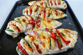 100 easy Mediterranean dinners you need to try Gut Foods, Mediterranean Ingredients, Australian Recipes, Hasselback Chicken, Chicken Tray Bake, Tray Bake, Chicken Breast Fillet, Turkey Dishes, Slices Recipes