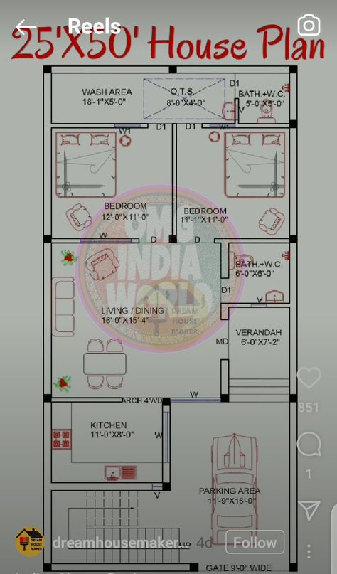 25x55 House Plan, 20x50 House Elevation, 25×50 House Plan, House Plan App, 20 50 House Plan, Small House Design Floor Plan, Smart House Plans, 30x50 House Plans, South Facing House