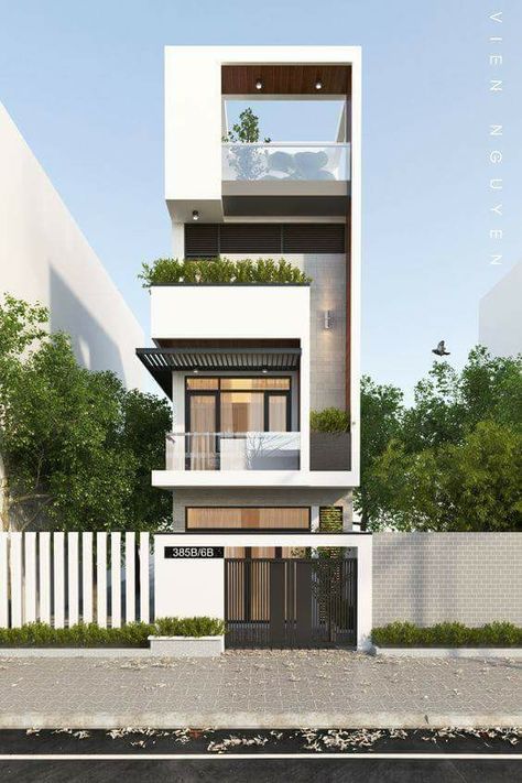 Narrow House Designs, Home Designs Exterior, Modern Apartment Design, Small House Elevation, Modern Small House Design, Modern Architecture Building, Small Modern Home, House Front Design, Modern Architecture House