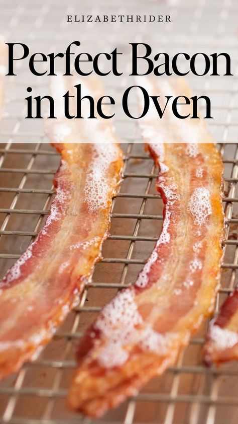 Cooking bacon in the oven is one of the easiest and most efficient ways to get perfectly crispy strips every time with almost no cleanup.With my tips below, it’s much less messy than frying it on the stove. In fact, this is virtually “mess-free” and foolproof!Best temperature for oven bacon | Easy oven bacon cooking method | Crispy bacon in the oven recipe Bacon In Oven, Perfect Bacon, Oven Baked Bacon, Bacon In The Oven, Bacon Recipe, Cooking Bacon, Best Oven, Baked Bacon, Bacon Recipes