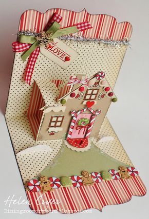 Gingerbread House Card, Christmas Card Layouts, Card Measurements, House Card, Handmade Christmas Card, Pop Up Box Cards, Holiday Box, Fun Folds, Card Layouts