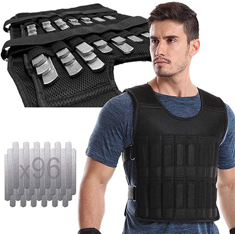 Amazon.com : Adjustable Weighted Vest 44LB Workout Weight Vest Training Fitness Weighted Jacket for man woman (Included 96 Steel Plates Weights) : Sports & Outdoors Fitness Weight Training, Workout Boxing, Jacket For Man, Mens Hairstyles Curly, Weight Vest, Gym Outfit Men, Weighted Vest, Steel Plates, Ankle Weights