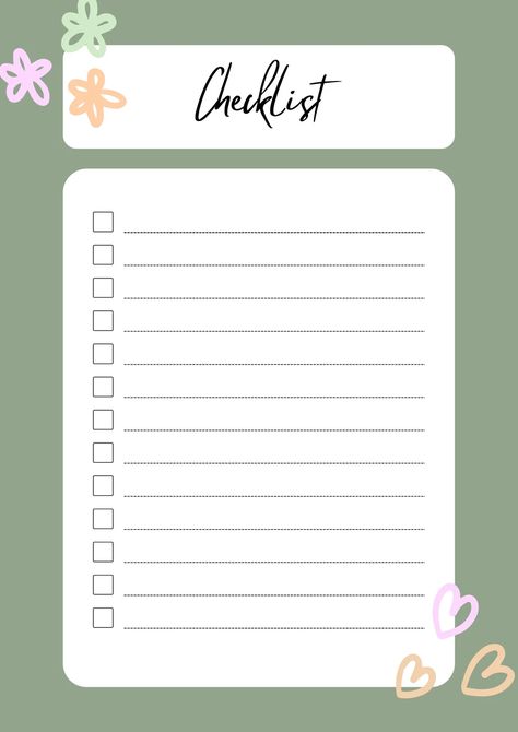 Templates Study Planner Printable Free, Weekly Checklist, Sign Up Sheets, Assignment Planner, Template Green, Daily Routine Planner, Printable To Do List, Study Planner Printable, Bible Study Printables